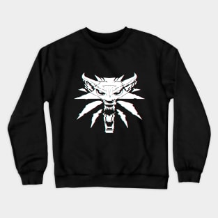 The Witcher 3 Logo Glitch Effect White Crewneck Sweatshirt